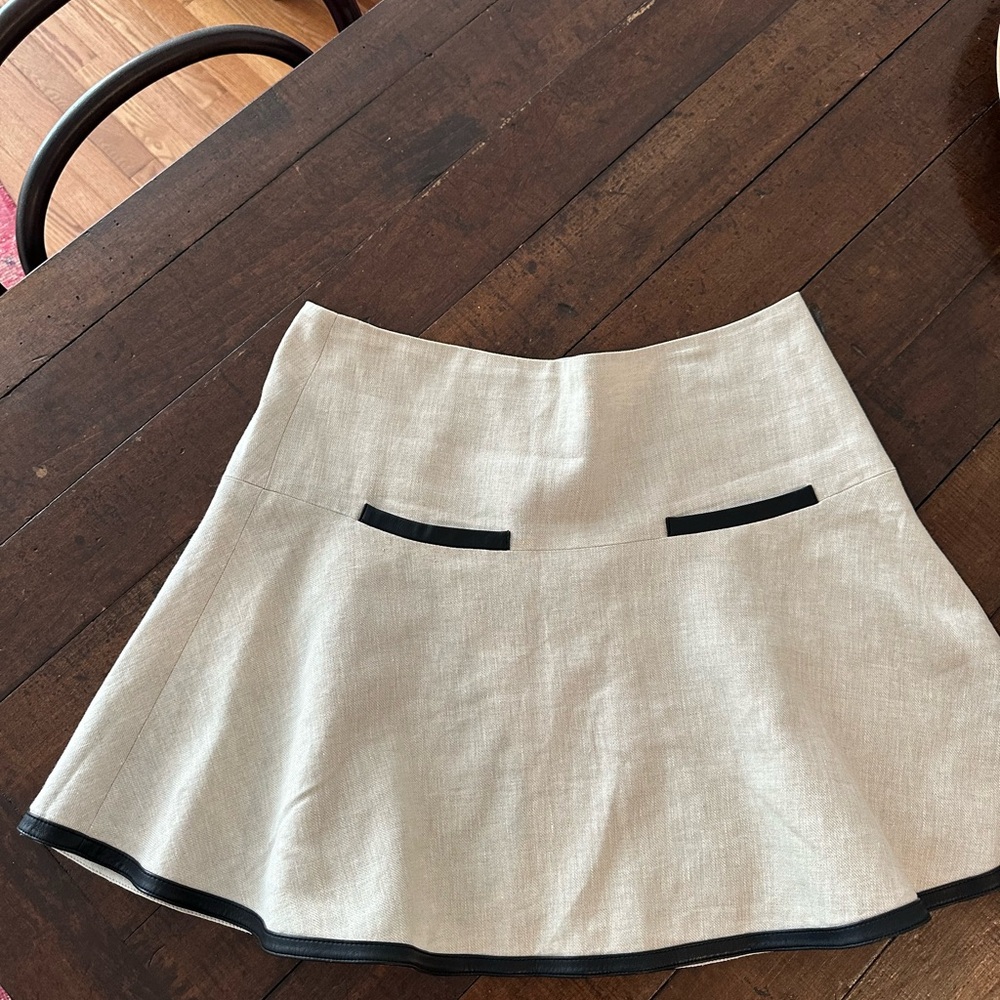 Club Monaco Beige Skater Skirt with Black Accents